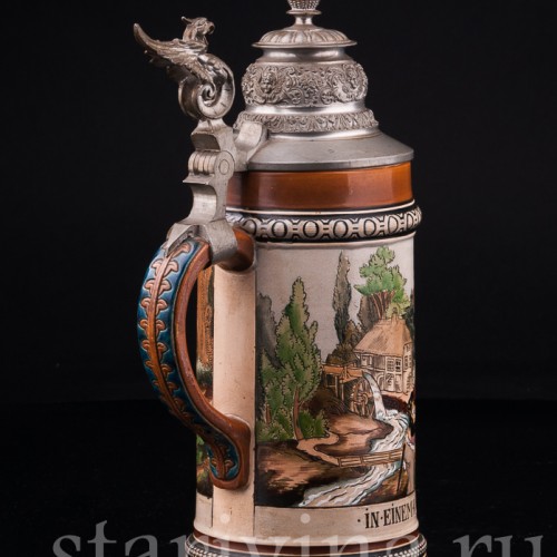 Старинная пивная Кружка Мельница 1/2 л, Hauber & Reuther, Германия, 1876-1910 гг.