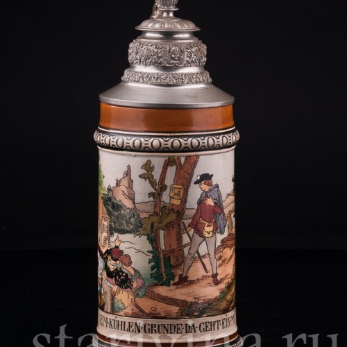 Старинная пивная Кружка Мельница 1/2 л, Hauber & Reuther, Германия, 1876-1910 гг.