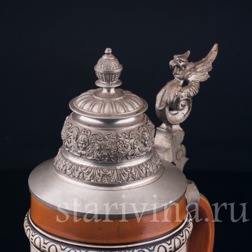 Старинная пивная Кружка Мельница 1/2 л, Hauber & Reuther, Германия, 1876-1910 гг.