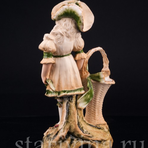 Девочка в шляпке с корзиной, Ernst Wahliss, Австрия, 1897-1906 гг