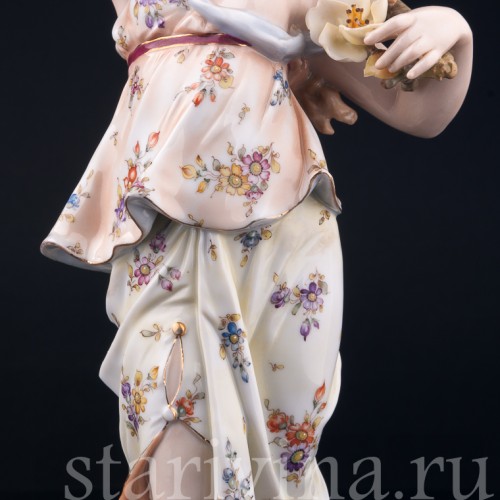 Девушка с цветущей ветвью, аллегория весны, Volkstedt, Германия, 19 в