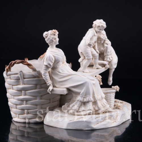 Мама с детишками на качелях, Muller & Co, Германия, нач. 20 в