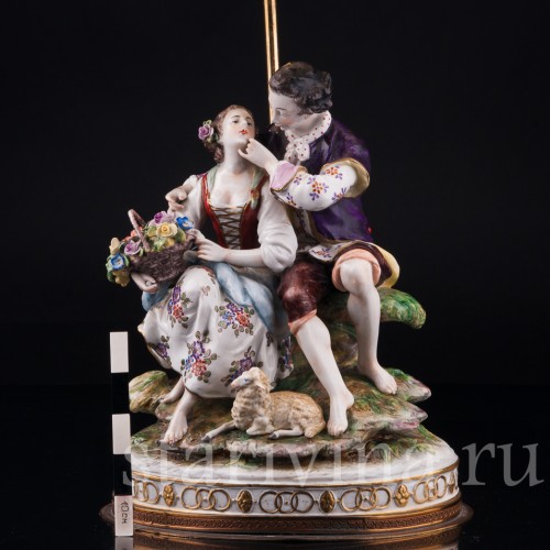 Пасторальная пара, лампа, Volkstedt, Германия, сер. 20 в