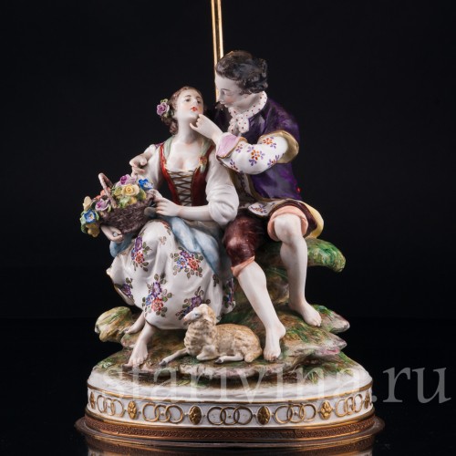 Пасторальная пара, лампа, Volkstedt, Германия, сер. 20 в