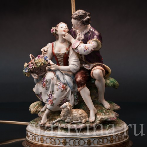 Пасторальная пара, лампа, Volkstedt, Германия, сер. 20 в