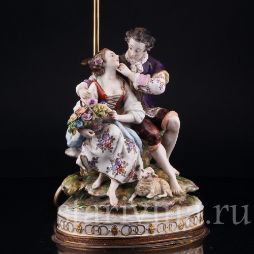 Пасторальная пара, лампа, Volkstedt, Германия, сер. 20 в