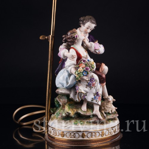 Пасторальная пара, лампа, Volkstedt, Германия, сер. 20 в