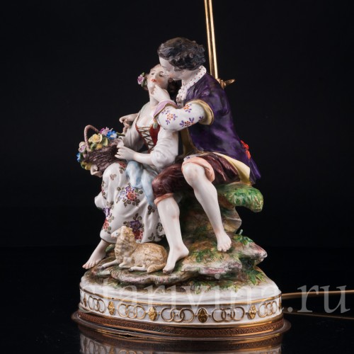 Пасторальная пара, лампа, Volkstedt, Германия, сер. 20 в