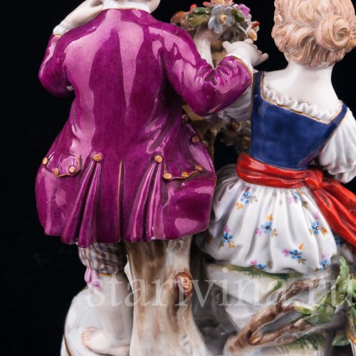 Пара с птичьей клеткой, аллегория Весны, Meissen, Германия, 19 в