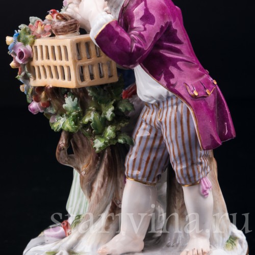 Пара с птичьей клеткой, аллегория Весны, Meissen, Германия, 19 в