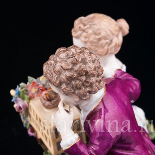 Пара с птичьей клеткой, аллегория Весны, Meissen, Германия, 19 в