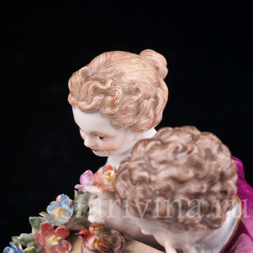 Пара с птичьей клеткой, аллегория Весны, Meissen, Германия, 19 в