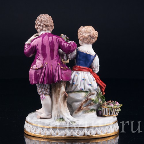 Пара с птичьей клеткой, аллегория Весны, Meissen, Германия, 19 в