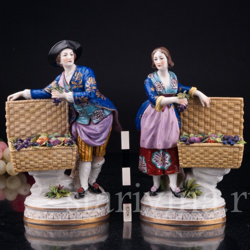 Пара с корзинами фруктов, Volkstedt, Германия, кон. 19 - нач. 20 вв