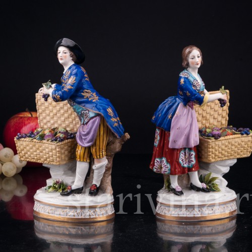 Пара с корзинами фруктов, Volkstedt, Германия, кон. 19 - нач. 20 вв