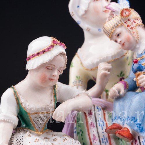 Фарфорвая статуэтка Женщина с двумя девочками, Royal Wien, Австрия, 1846 г.