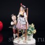 Антикварная фарфоровая статуэтка "На ходулях", играющие дети, Karl Ens, Германия, кон. 19 в.