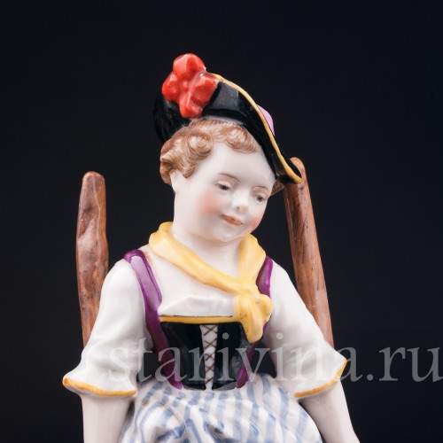 Антикварная фарфоровая статуэтка "На ходулях", играющие дети, Karl Ens, Германия, кон. 19 в.