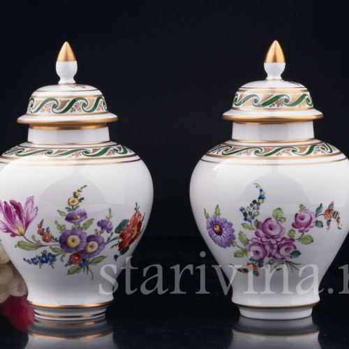Парные вазы с крышками, Carl Thieme, Германия, вт. пол. 20 в