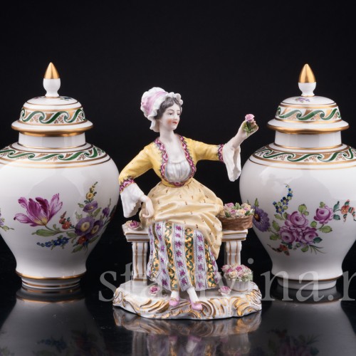 Парные вазы с крышками, Carl Thieme, Германия, вт. пол. 20 в