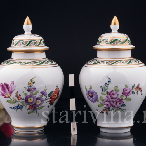 Парные вазы с крышками, Carl Thieme, Германия, вт. пол. 20 в