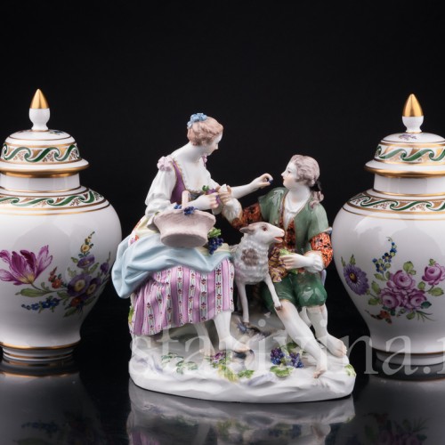 Парные вазы с крышками, Carl Thieme, Германия, вт. пол. 20 в