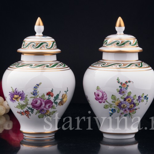 Парные вазы с крышками, Carl Thieme, Германия, вт. пол. 20 в