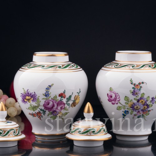 Парные вазы с крышками, Carl Thieme, Германия, вт. пол. 20 в