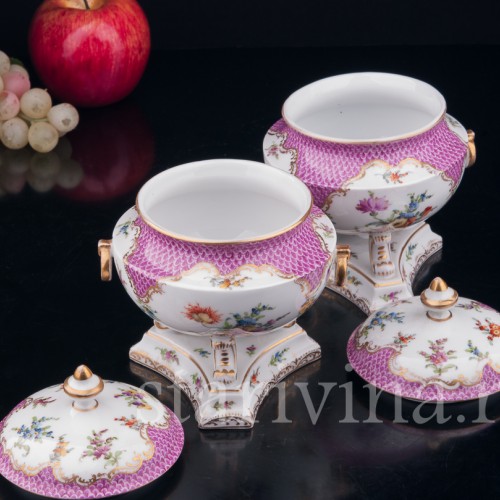 Парные вазы с крышками, Дрезден, Германия, 19 в