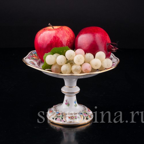 Фарфоровая Бисквитница, подставка для печенья или торта, Carl Thieme, Германия, пер. пол. 20 в.