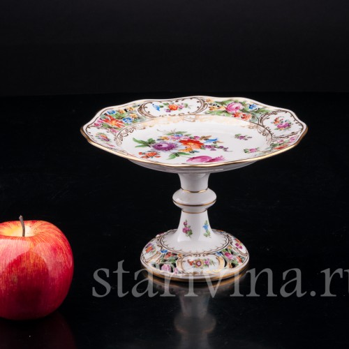 Фарфоровая Бисквитница, подставка для печенья или торта, Carl Thieme, Германия, пер. пол. 20 в.