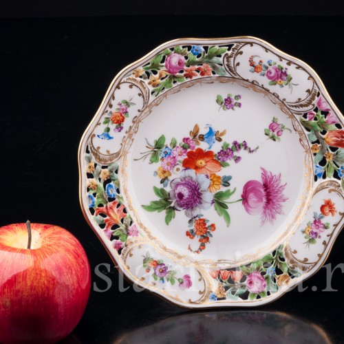 Фарфоровая Бисквитница, подставка для печенья или торта, Carl Thieme, Германия, пер. пол. 20 в.