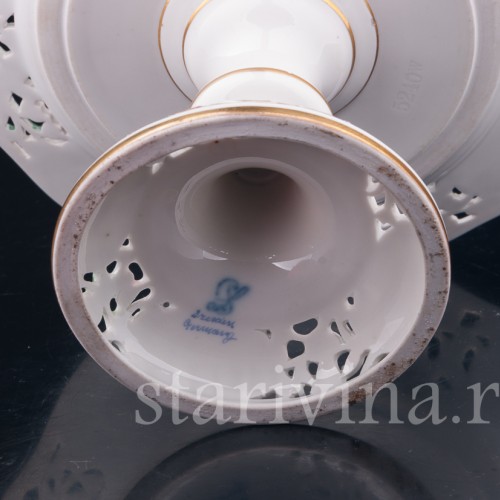 Фарфоровая Бисквитница, подставка для печенья или торта, Carl Thieme, Германия, пер. пол. 20 в.