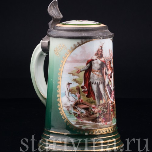 Лоэнгрин, Рыцарь Лебедя, кружка 1/2 л, Rosenthal, Германия, кон. 19 - нач. 20 вв