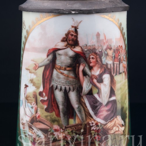 Лоэнгрин, Рыцарь Лебедя, кружка 1/2 л, Rosenthal, Германия, кон. 19 - нач. 20 вв