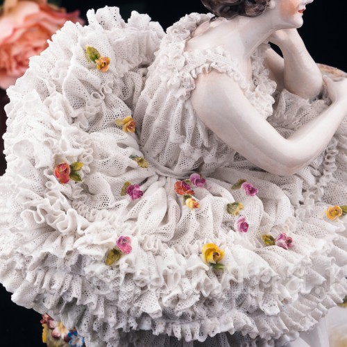 Балерина на кресле, кружевная, Volkstedt, Германия, до 1935 г