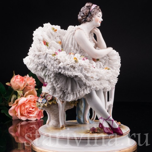 Балерина на кресле, кружевная, Volkstedt, Германия, до 1935 г