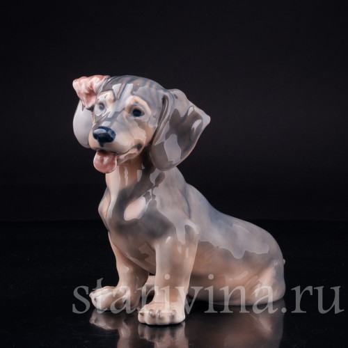 Фигурка собаки из фарфора Такса с завернутым ухом, Royal Copenhagen, Дания, вт. пол. 20 в.