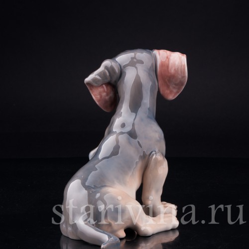 Фигурка собаки из фарфора Такса с завернутым ухом, Royal Copenhagen, Дания, вт. пол. 20 в.