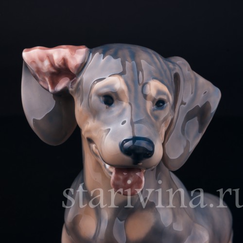 Фигурка собаки из фарфора Такса с завернутым ухом, Royal Copenhagen, Дания, вт. пол. 20 в.