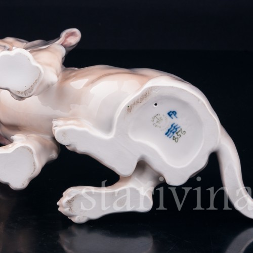 Фигурка собаки из фарфора Такса с завернутым ухом, Royal Copenhagen, Дания, вт. пол. 20 в.