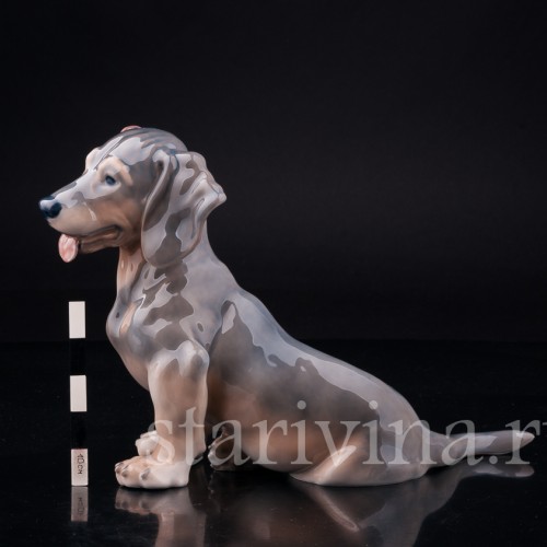 Фигурка собаки из фарфора Такса с завернутым ухом, Royal Copenhagen, Дания, вт. пол. 20 в.