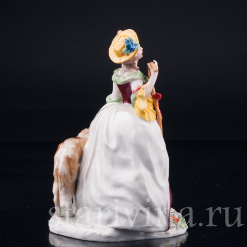 Фарфорвая статуэтка Дама с тростью и собаками, Karl Ens, Германия, 1920-30 гг.