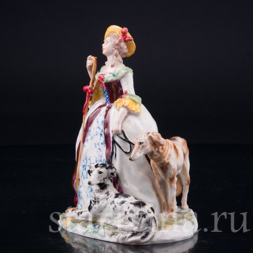 Фарфорвая статуэтка Дама с тростью и собаками, Karl Ens, Германия, 1920-30 гг.
