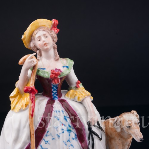 Фарфорвая статуэтка Дама с тростью и собаками, Karl Ens, Германия, 1920-30 гг.
