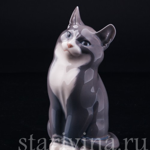 Серый кот с белой грудкой, Royal Copenhagen, Дания, 1960 гг