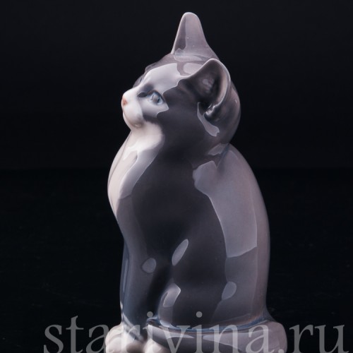 Серый кот с белой грудкой, Royal Copenhagen, Дания, 1960 гг