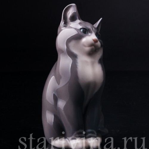 Серый кот с белой грудкой, Royal Copenhagen, Дания, 1960 гг