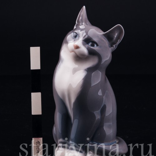 Серый кот с белой грудкой, Royal Copenhagen, Дания, 1960 гг