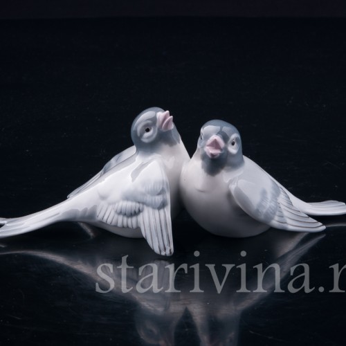 Статуэтка птиц из фарфора Птенцы ласточек, Metzler & Ortloff, Германия, до 1945 г.